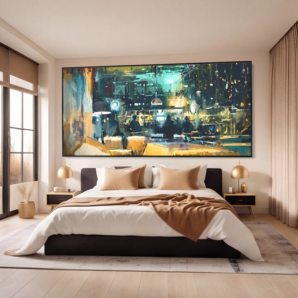 Tablou Canvas Premium, LuxCanva® N1010, Abendessen in der Altstadt, Location, Lichter, Essen, Atmosphäre, Nacht, Urban, Kulinarisch, Romantisch, Kneipe, Lounge, Bar, Restaurant, Küche
