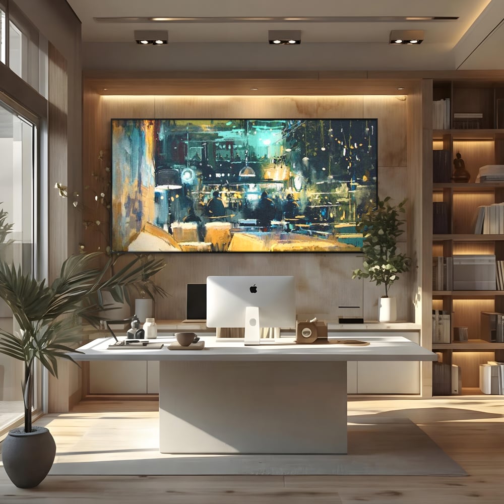 Tablou Canvas Premium, LuxCanva® N1010, Abendessen in der Altstadt, Location, Lichter, Essen, Atmosphäre, Nacht, Urban, Kulinarisch, Romantisch, Kneipe, Lounge, Bar, Restaurant, Küche