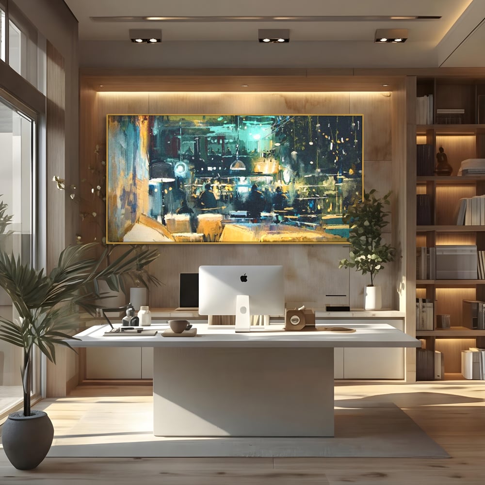 Tablou Canvas Premium, LuxCanva® N1010, Abendessen in der Altstadt, Location, Lichter, Essen, Atmosphäre, Nacht, Urban, Kulinarisch, Romantisch, Kneipe, Lounge, Bar, Restaurant, Küche