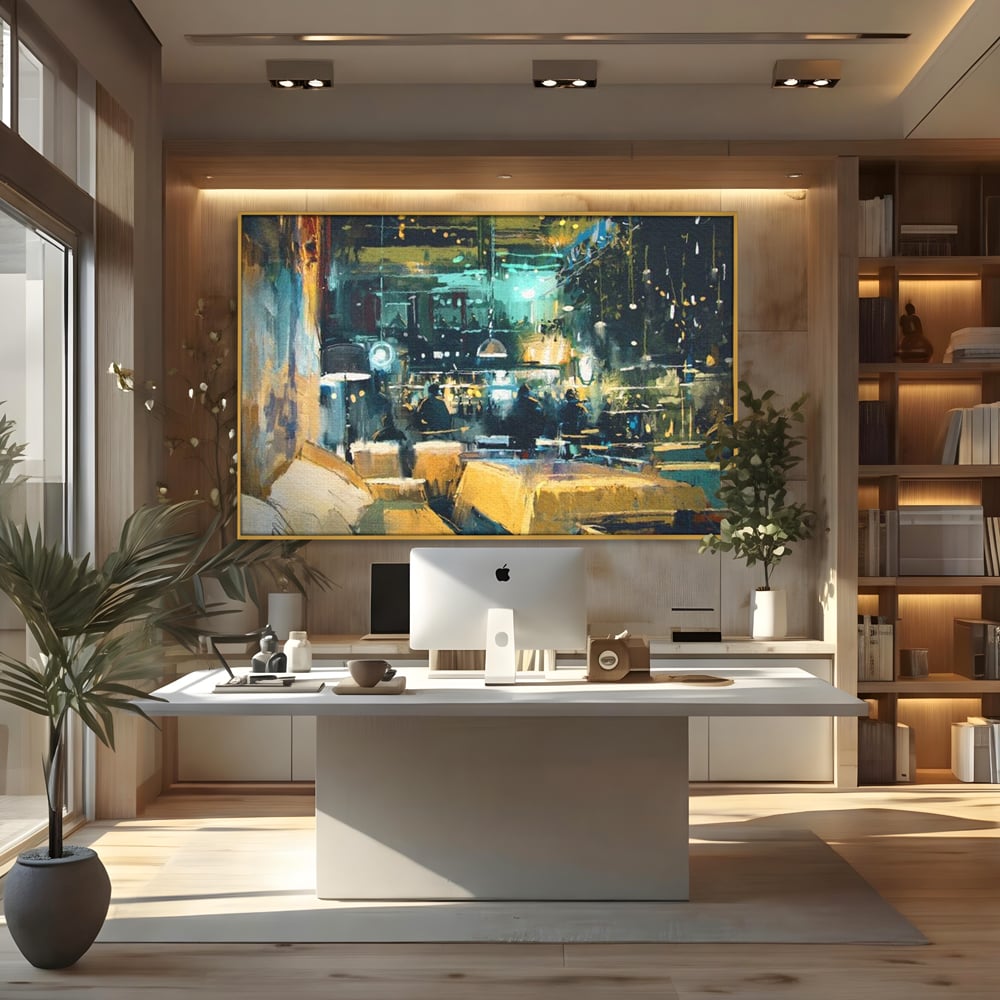 Tablou Canvas Premium, LuxCanva® N1010, Abendessen in der Altstadt, Location, Lichter, Essen, Atmosphäre, Nacht, Urban, Kulinarisch, Romantisch, Kneipe, Lounge, Bar, Restaurant, Küche