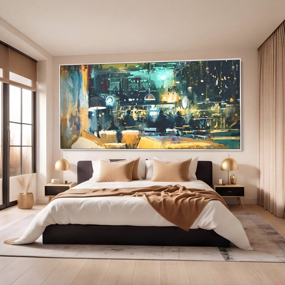 Tablou Canvas Premium, LuxCanva® N1010, Abendessen in der Altstadt, Location, Lichter, Essen, Atmosphäre, Nacht, Urban, Kulinarisch, Romantisch, Kneipe, Lounge, Bar, Restaurant, Küche