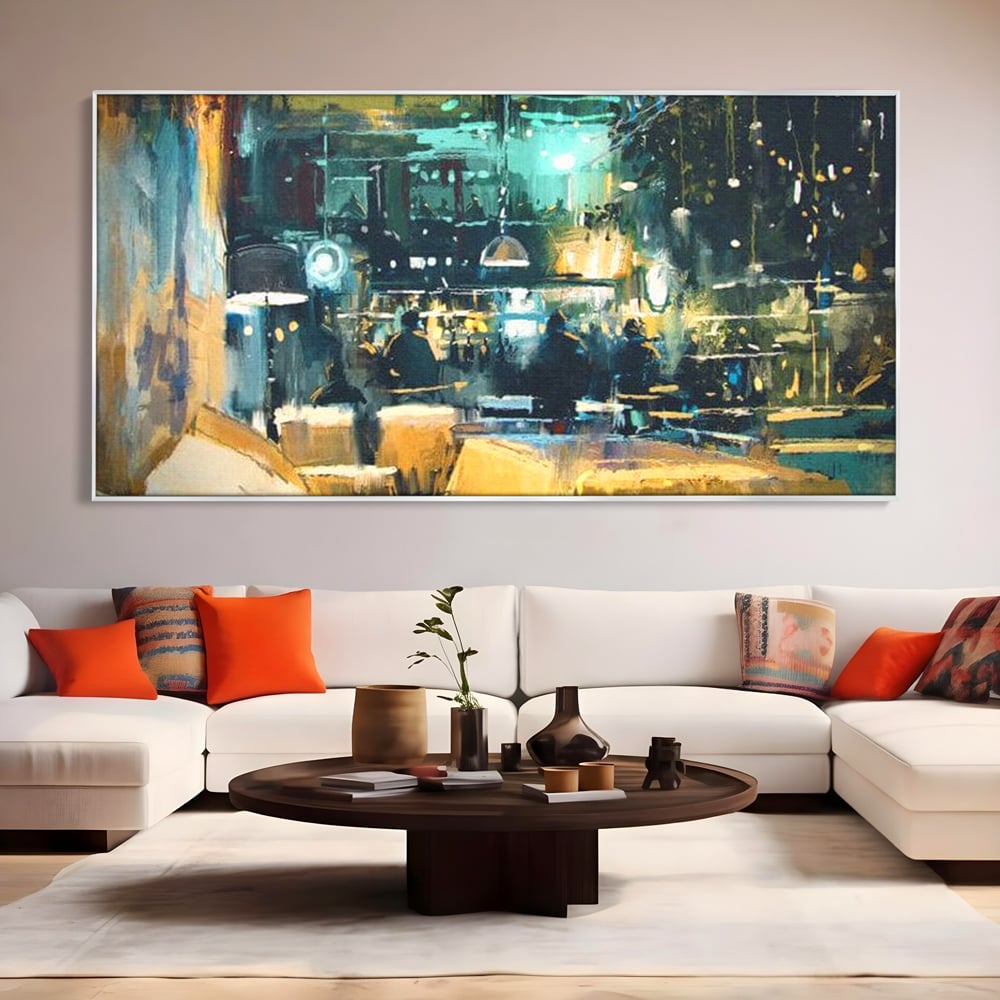 Tablou Canvas Premium, LuxCanva® N1010, Abendessen in der Altstadt, Location, Lichter, Essen, Atmosphäre, Nacht, Urban, Kulinarisch, Romantisch, Kneipe, Lounge, Bar, Restaurant, Küche