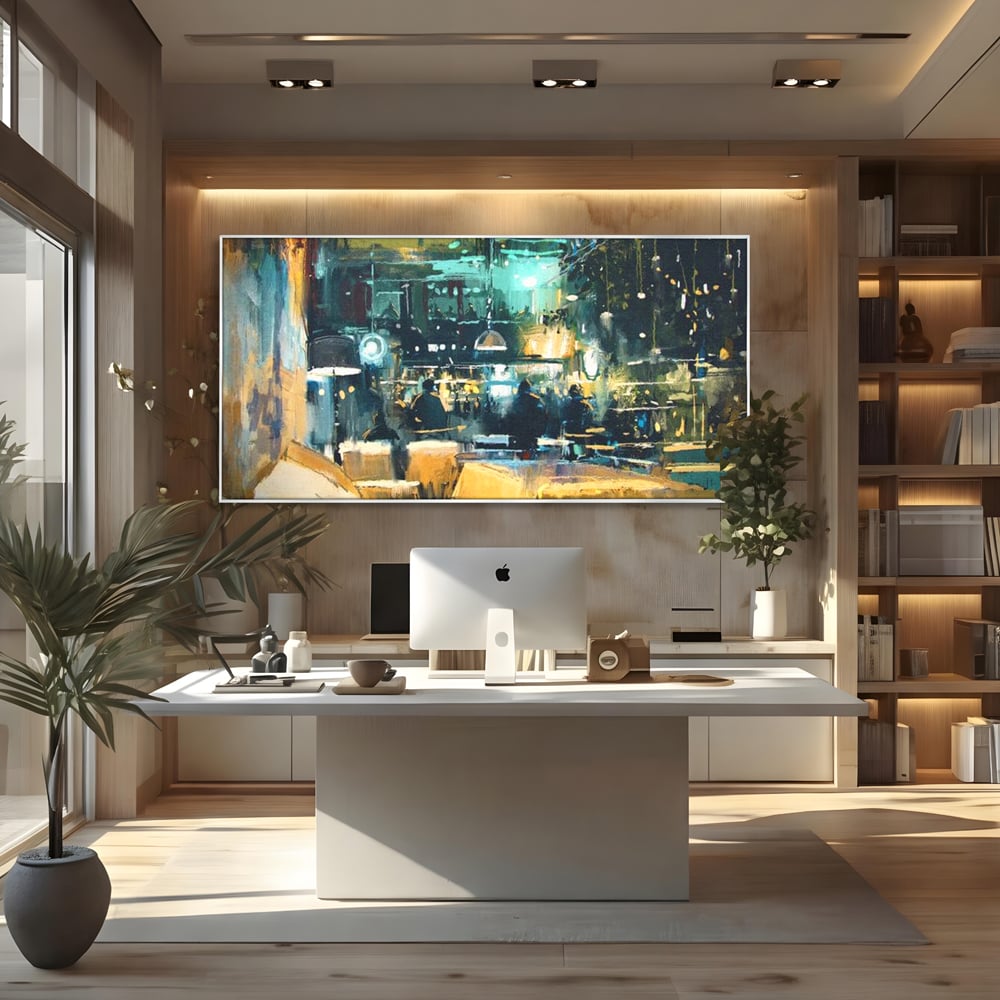 Tablou Canvas Premium, LuxCanva® N1010, Abendessen in der Altstadt, Location, Lichter, Essen, Atmosphäre, Nacht, Urban, Kulinarisch, Romantisch, Kneipe, Lounge, Bar, Restaurant, Küche