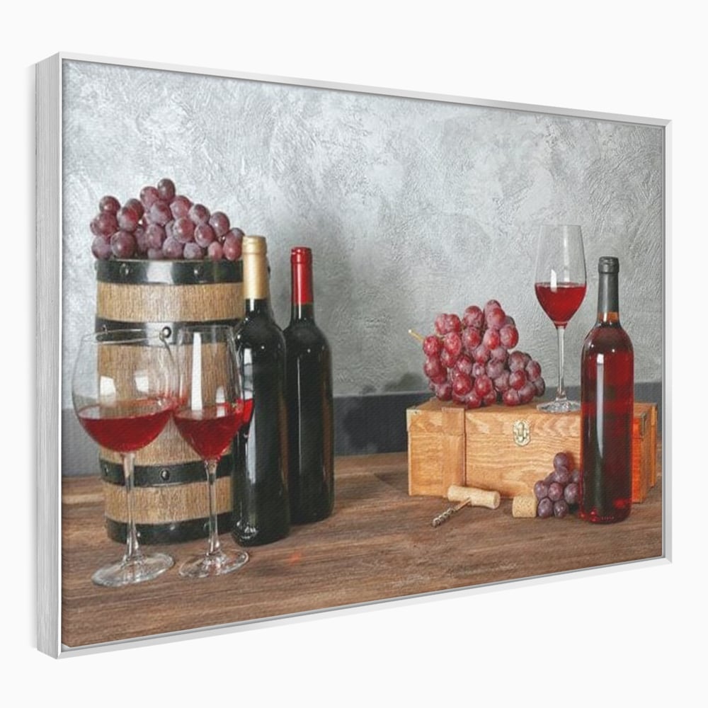 Tablou Canvas Premium, LuxCanva® N1011, Arta Vinului, Vin Rosu, Bautura, Struguri, Sticle, Pahare, Crama, Recolta, Rafinament, Degustare, Pub, Lounge, Bar, Restaurant, Bucatarie