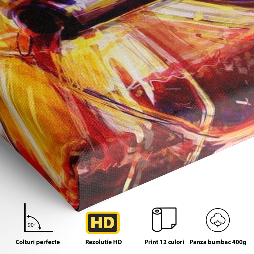 Tablou Canvas Premium, LuxCanva® N1012, Culorile Cramei, Arta Abstracta, Pictura, Culori Vibrante, Sticle, Pahare, Vin Rosu, Bautura, Pub, Lounge, Bar, Restaurant, Bucatarie