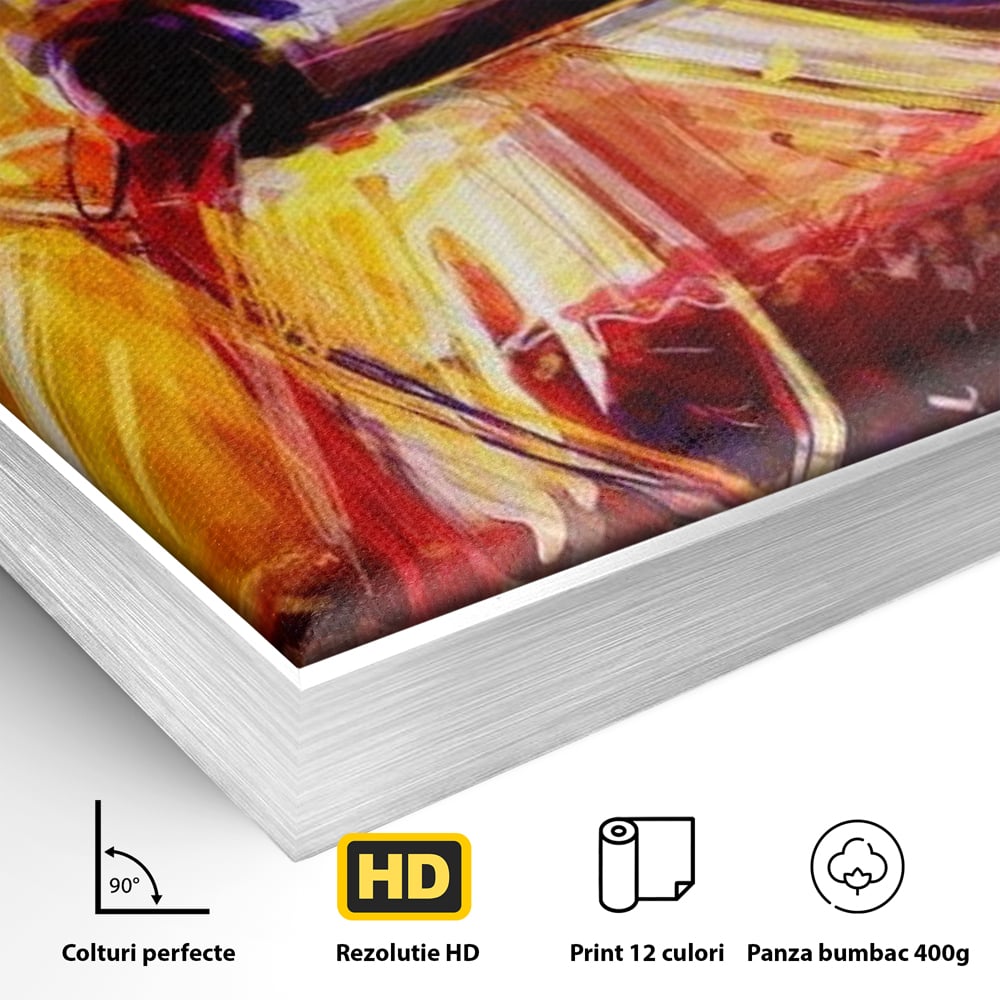 Tablou Canvas Premium, LuxCanva® N1012, Culorile Cramei, Arta Abstracta, Pictura, Culori Vibrante, Sticle, Pahare, Vin Rosu, Bautura, Pub, Lounge, Bar, Restaurant, Bucatarie
