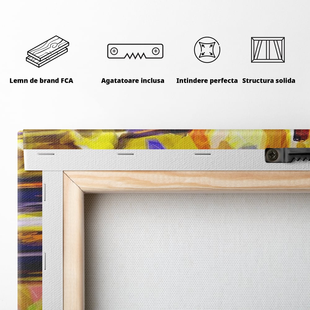 Tablou Canvas Premium, LuxCanva® N1012, Culorile Cramei, Arta Abstracta, Pictura, Culori Vibrante, Sticle, Pahare, Vin Rosu, Bautura, Pub, Lounge, Bar, Restaurant, Bucatarie