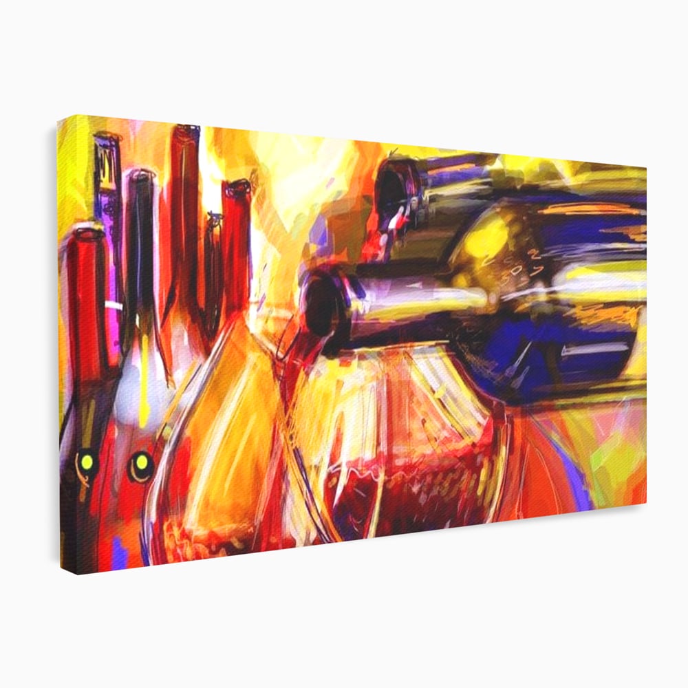Tablou Canvas Premium, LuxCanva® N1012, Culorile Cramei, Arta Abstracta, Pictura, Culori Vibrante, Sticle, Pahare, Vin Rosu, Bautura, Pub, Lounge, Bar, Restaurant, Bucatarie