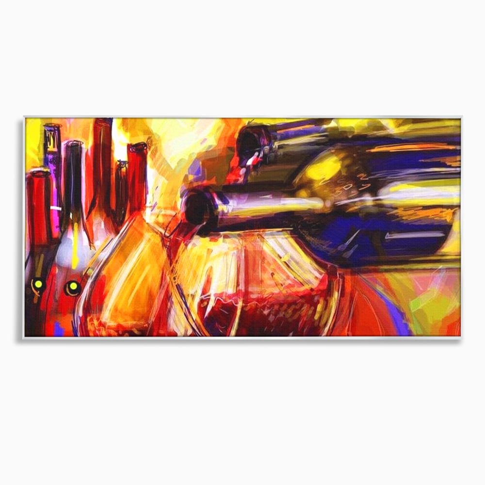 Tablou Canvas Premium, LuxCanva® N1012, Culorile Cramei, Arta Abstracta, Pictura, Culori Vibrante, Sticle, Pahare, Vin Rosu, Bautura, Pub, Lounge, Bar, Restaurant, Bucatarie