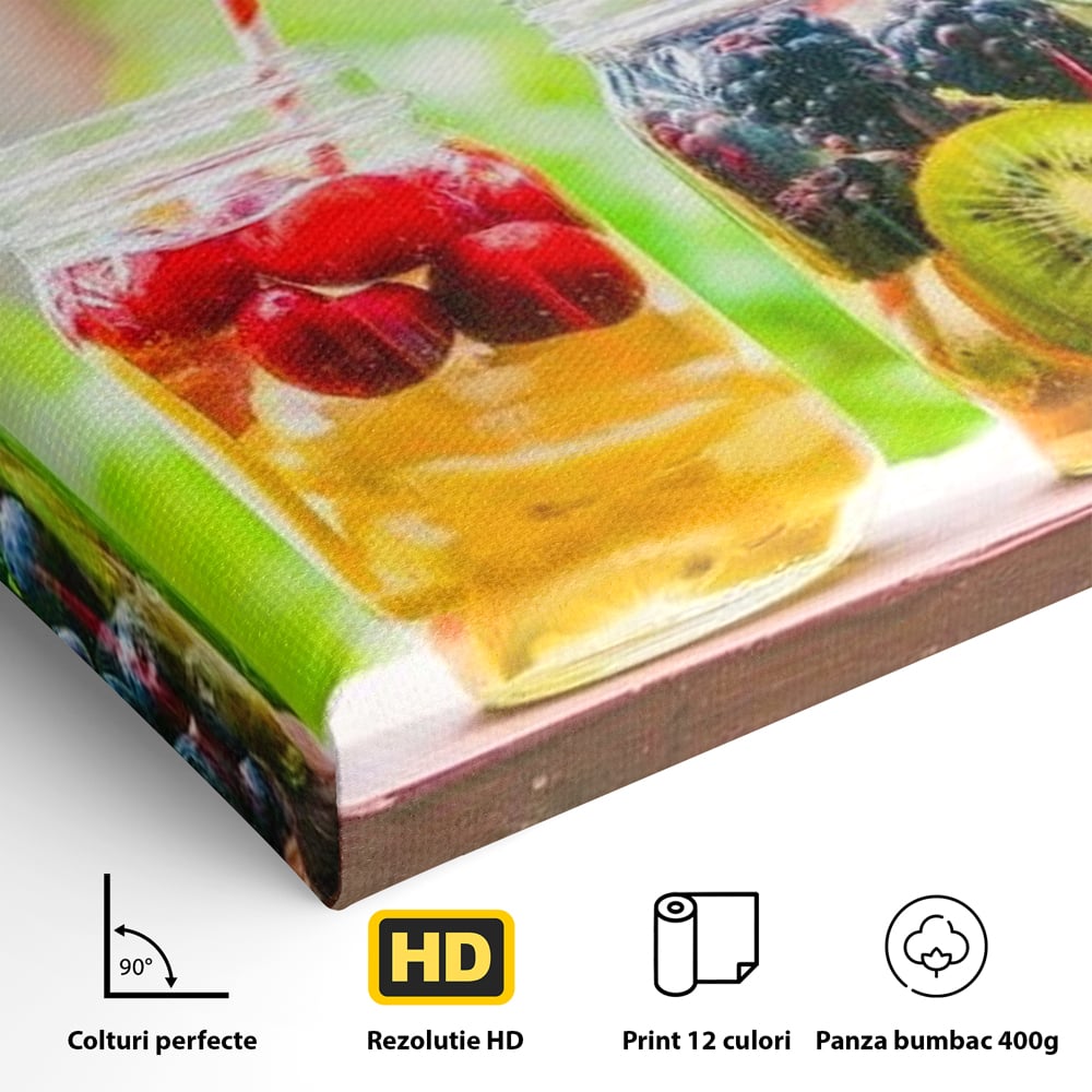 Leinwand Premium Canvas Wall Art, LuxCanva® N1013, Fruchtig Lustig, Fruchtig, Gläser, Getränk, Limonade, Frisch, Erfrischend, Erfrischend, Gesund, Frisch, Zitrus, Lecker, Pub, Lounge, Bar, Restaurant, Küche