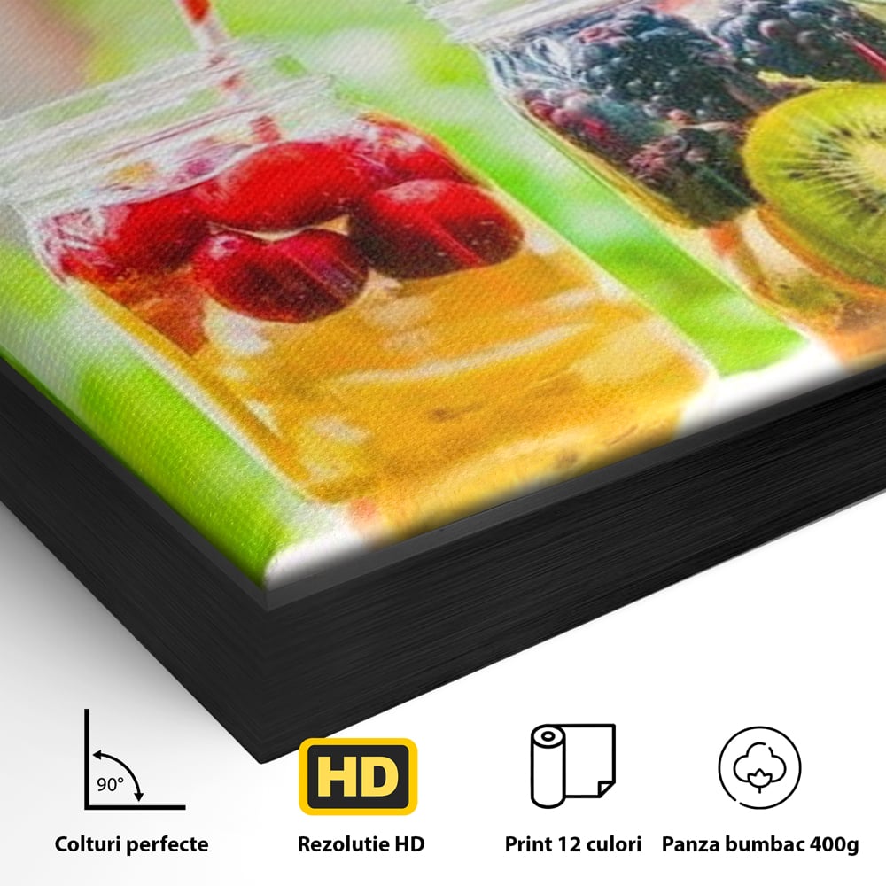 Leinwand Premium Canvas Wall Art, LuxCanva® N1013, Fruchtig Lustig, Fruchtig, Gläser, Getränk, Limonade, Frisch, Erfrischend, Erfrischend, Gesund, Frisch, Zitrus, Lecker, Pub, Lounge, Bar, Restaurant, Küche