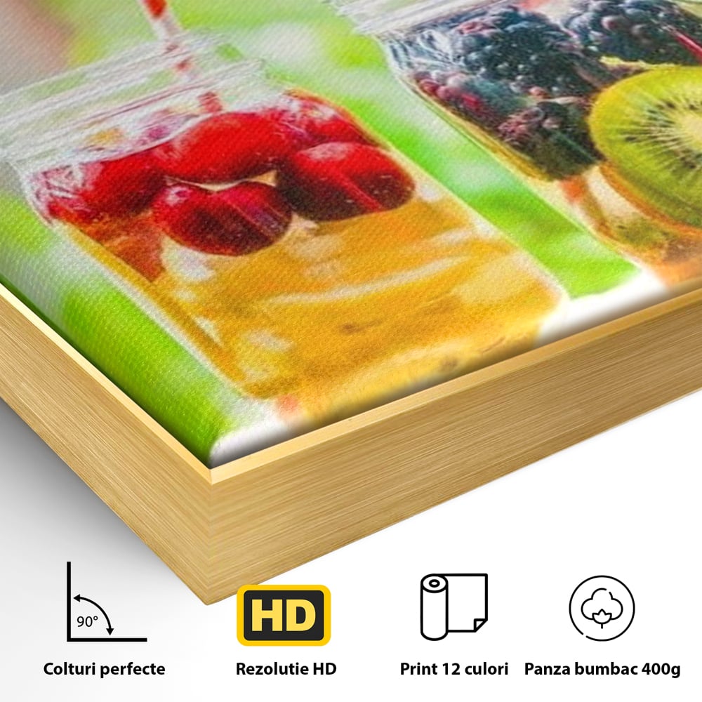 Leinwand Premium Canvas Wall Art, LuxCanva® N1013, Fruchtig Lustig, Fruchtig, Gläser, Getränk, Limonade, Frisch, Erfrischend, Erfrischend, Gesund, Frisch, Zitrus, Lecker, Pub, Lounge, Bar, Restaurant, Küche