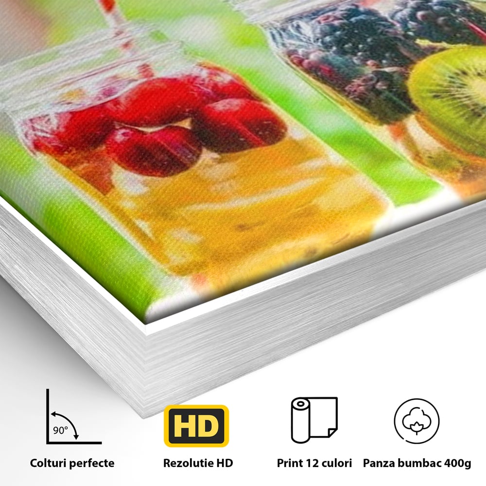 Leinwand Premium Canvas Wall Art, LuxCanva® N1013, Fruchtig Lustig, Fruchtig, Gläser, Getränk, Limonade, Frisch, Erfrischend, Erfrischend, Gesund, Frisch, Zitrus, Lecker, Pub, Lounge, Bar, Restaurant, Küche