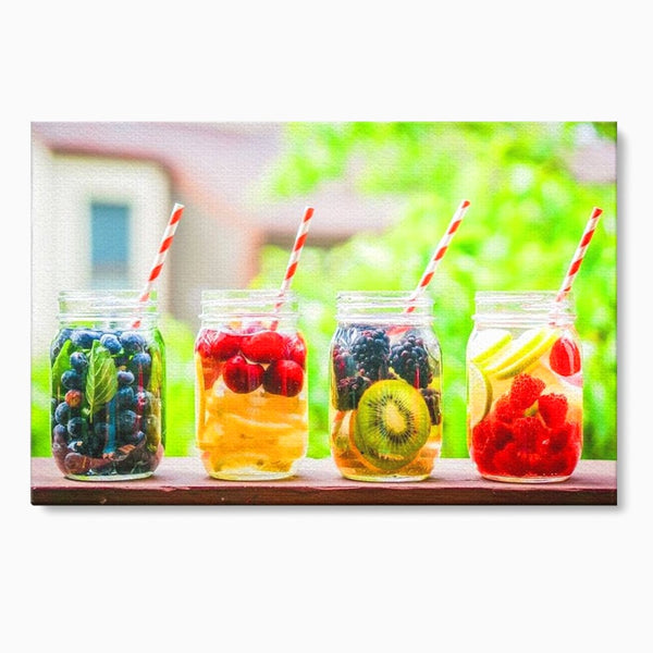 Leinwand Premium Canvas Wall Art, LuxCanva® N1013, Fruchtig Lustig, Fruchtig, Gläser, Getränk, Limonade, Frisch, Erfrischend, Erfrischend, Gesund, Frisch, Zitrus, Lecker, Pub, Lounge, Bar, Restaurant, Küche