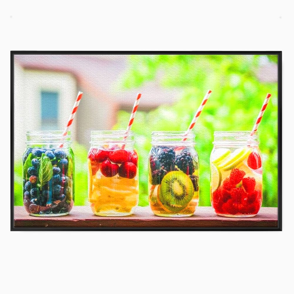 Leinwand Premium Canvas Wall Art, LuxCanva® N1013, Fruchtig Lustig, Fruchtig, Gläser, Getränk, Limonade, Frisch, Erfrischend, Erfrischend, Gesund, Frisch, Zitrus, Lecker, Pub, Lounge, Bar, Restaurant, Küche