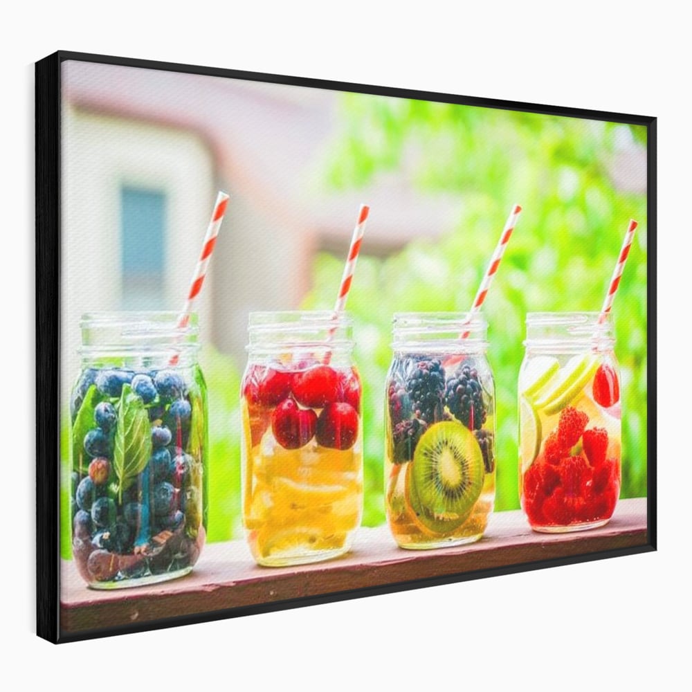 Leinwand Premium Canvas Wall Art, LuxCanva® N1013, Fruchtig Lustig, Fruchtig, Gläser, Getränk, Limonade, Frisch, Erfrischend, Erfrischend, Gesund, Frisch, Zitrus, Lecker, Pub, Lounge, Bar, Restaurant, Küche
