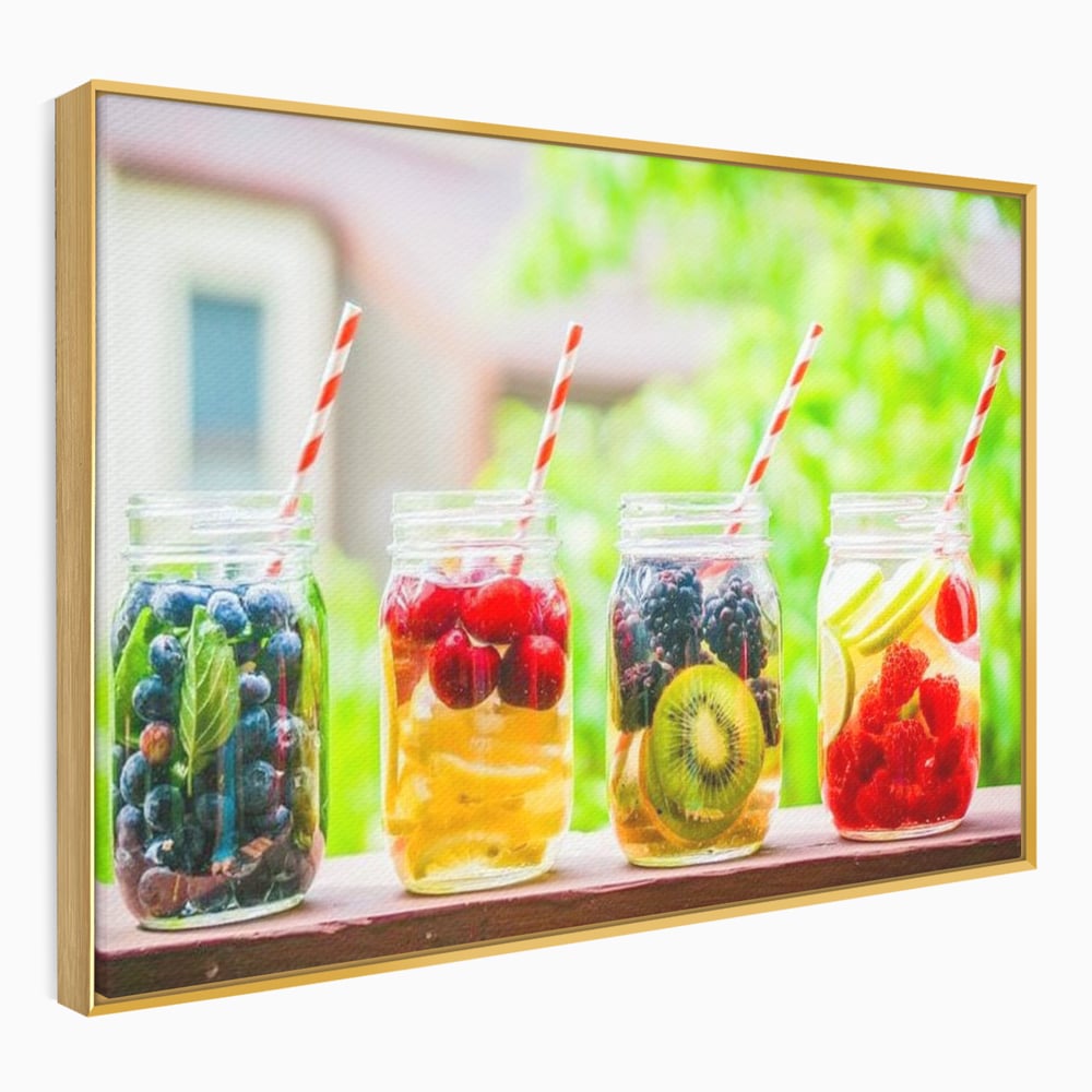 Leinwand Premium Canvas Wall Art, LuxCanva® N1013, Fruchtig Lustig, Fruchtig, Gläser, Getränk, Limonade, Frisch, Erfrischend, Erfrischend, Gesund, Frisch, Zitrus, Lecker, Pub, Lounge, Bar, Restaurant, Küche