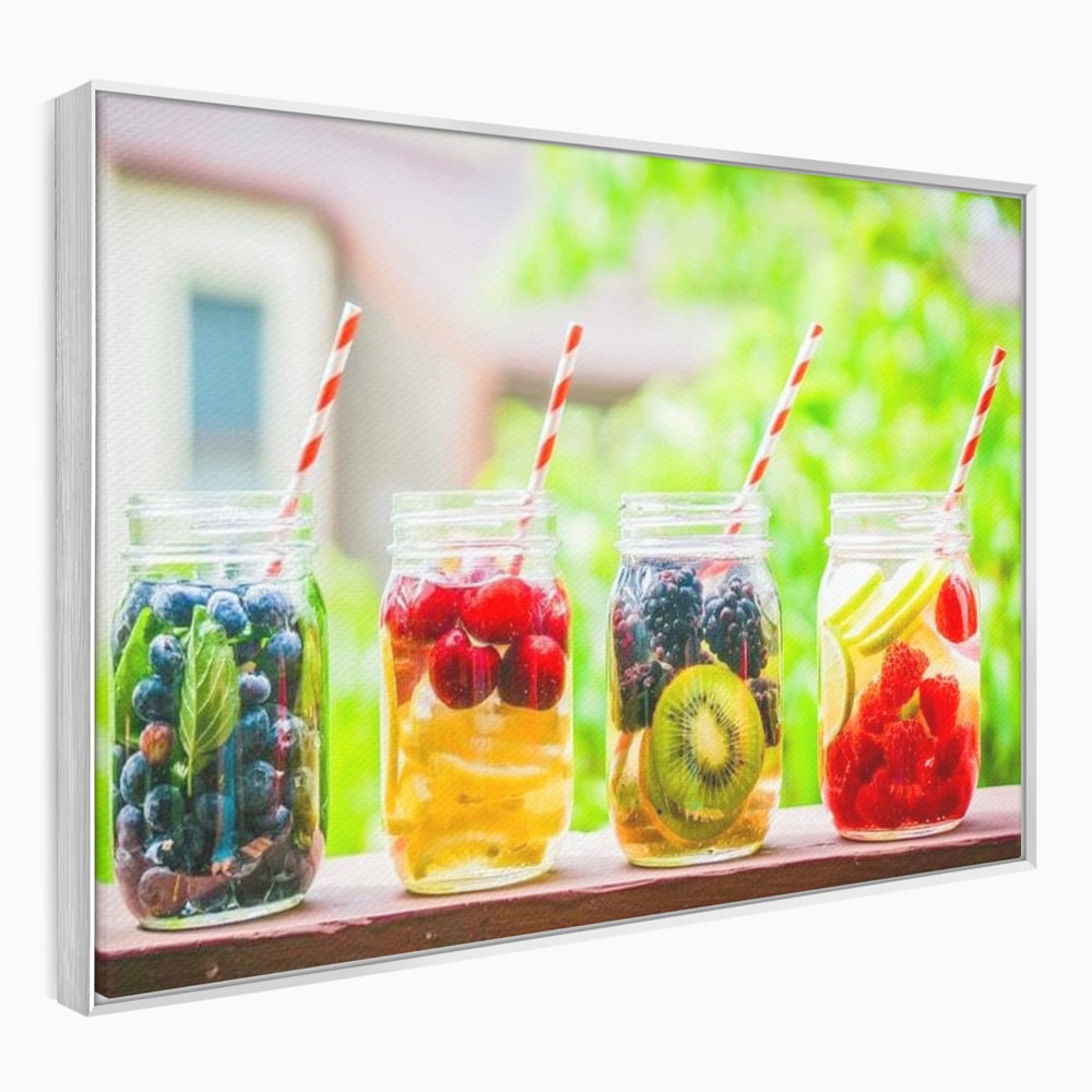 Leinwand Premium Canvas Wall Art, LuxCanva® N1013, Fruchtig Lustig, Fruchtig, Gläser, Getränk, Limonade, Frisch, Erfrischend, Erfrischend, Gesund, Frisch, Zitrus, Lecker, Pub, Lounge, Bar, Restaurant, Küche