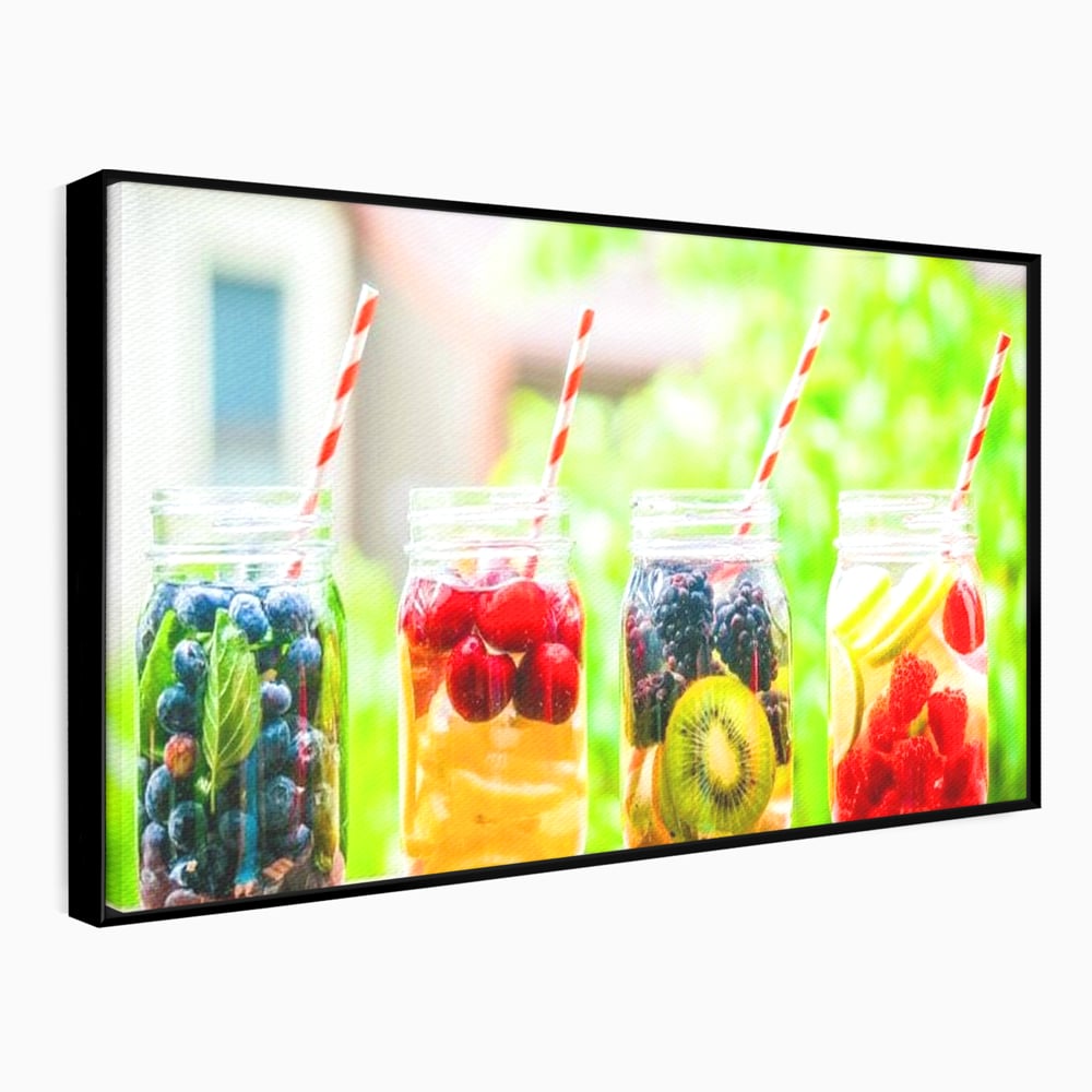 Leinwand Premium Canvas Wall Art, LuxCanva® N1013, Fruchtig Lustig, Fruchtig, Gläser, Getränk, Limonade, Frisch, Erfrischend, Erfrischend, Gesund, Frisch, Zitrus, Lecker, Pub, Lounge, Bar, Restaurant, Küche