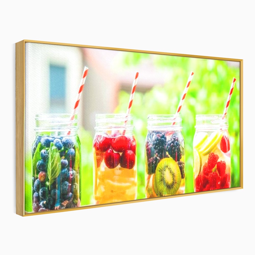 Leinwand Premium Canvas Wall Art, LuxCanva® N1013, Fruchtig Lustig, Fruchtig, Gläser, Getränk, Limonade, Frisch, Erfrischend, Erfrischend, Gesund, Frisch, Zitrus, Lecker, Pub, Lounge, Bar, Restaurant, Küche