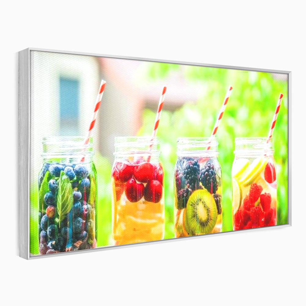 Leinwand Premium Canvas Wall Art, LuxCanva® N1013, Fruchtig Lustig, Fruchtig, Gläser, Getränk, Limonade, Frisch, Erfrischend, Erfrischend, Gesund, Frisch, Zitrus, Lecker, Pub, Lounge, Bar, Restaurant, Küche