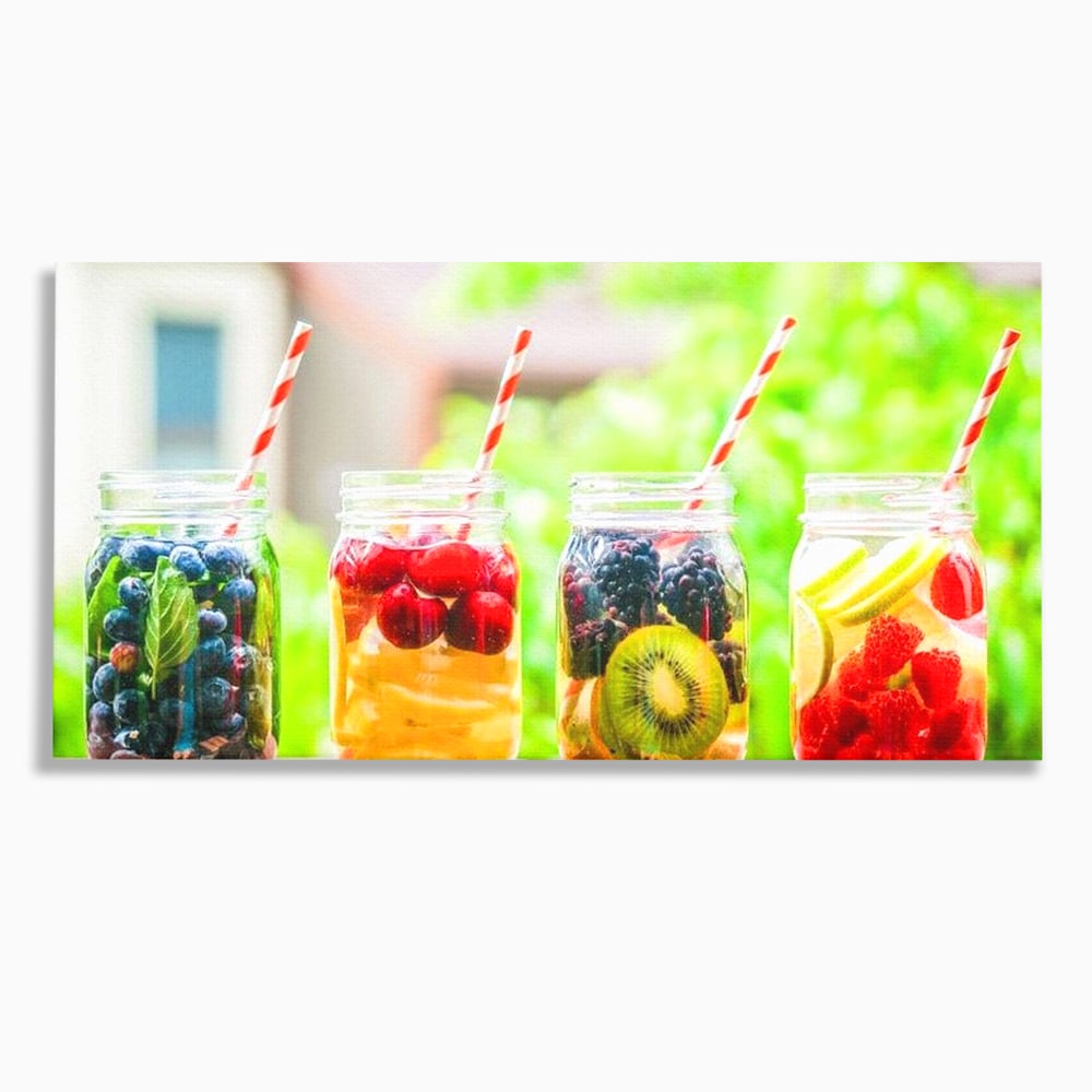 Leinwand Premium Canvas Wall Art, LuxCanva® N1013, Fruchtig Lustig, Fruchtig, Gläser, Getränk, Limonade, Frisch, Erfrischend, Erfrischend, Gesund, Frisch, Zitrus, Lecker, Pub, Lounge, Bar, Restaurant, Küche