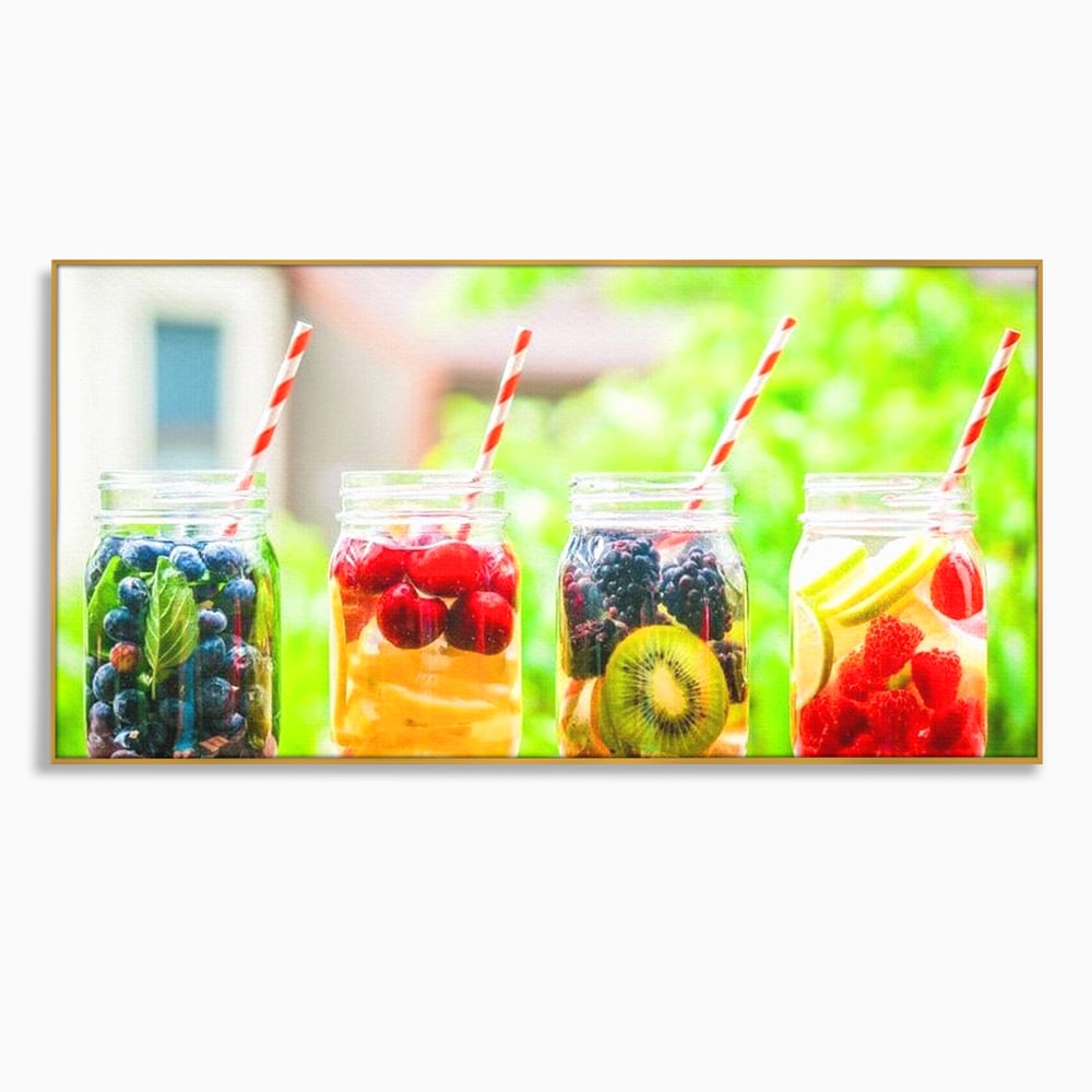 Leinwand Premium Canvas Wall Art, LuxCanva® N1013, Fruchtig Lustig, Fruchtig, Gläser, Getränk, Limonade, Frisch, Erfrischend, Erfrischend, Gesund, Frisch, Zitrus, Lecker, Pub, Lounge, Bar, Restaurant, Küche