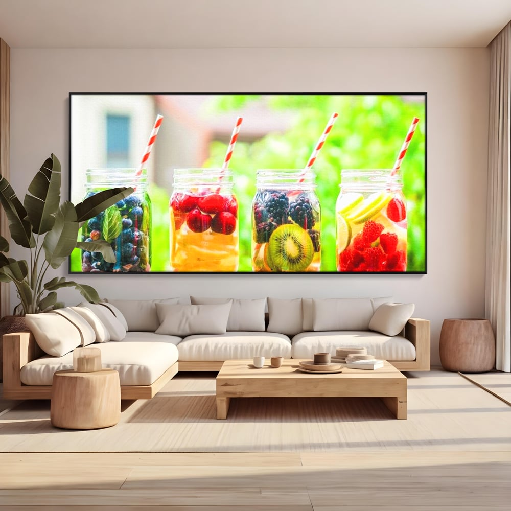 Leinwand Premium Canvas Wall Art, LuxCanva® N1013, Fruchtig Lustig, Fruchtig, Gläser, Getränk, Limonade, Frisch, Erfrischend, Erfrischend, Gesund, Frisch, Zitrus, Lecker, Pub, Lounge, Bar, Restaurant, Küche