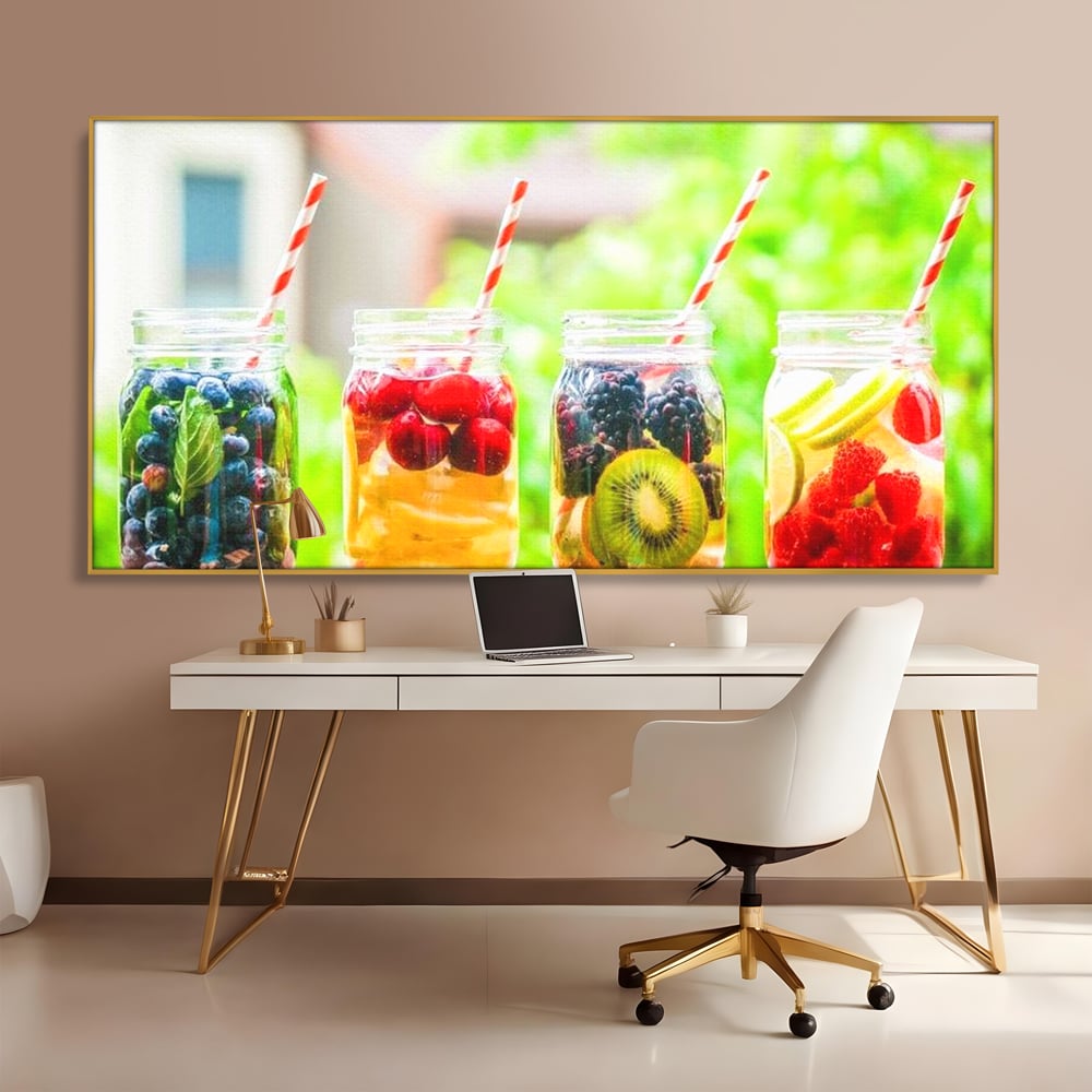 Leinwand Premium Canvas Wall Art, LuxCanva® N1013, Fruchtig Lustig, Fruchtig, Gläser, Getränk, Limonade, Frisch, Erfrischend, Erfrischend, Gesund, Frisch, Zitrus, Lecker, Pub, Lounge, Bar, Restaurant, Küche