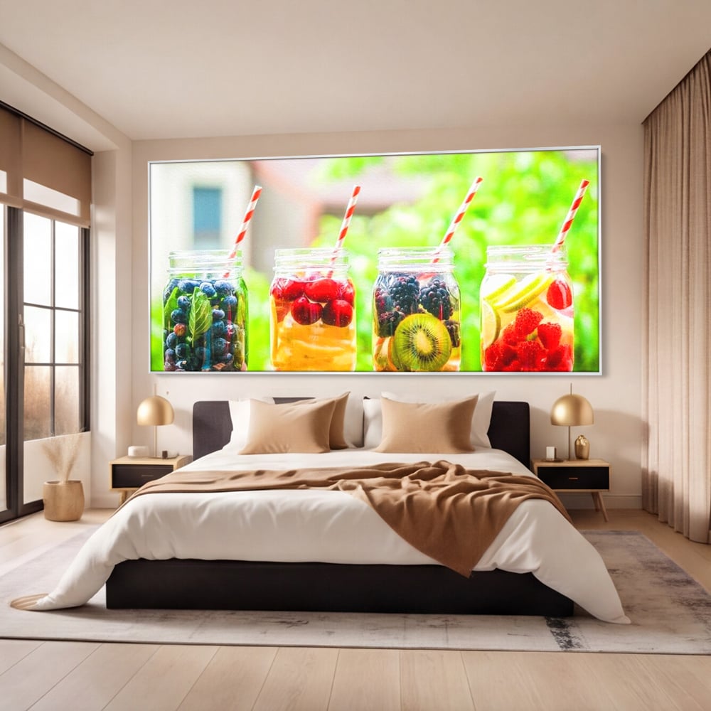 Leinwand Premium Canvas Wall Art, LuxCanva® N1013, Fruchtig Lustig, Fruchtig, Gläser, Getränk, Limonade, Frisch, Erfrischend, Erfrischend, Gesund, Frisch, Zitrus, Lecker, Pub, Lounge, Bar, Restaurant, Küche