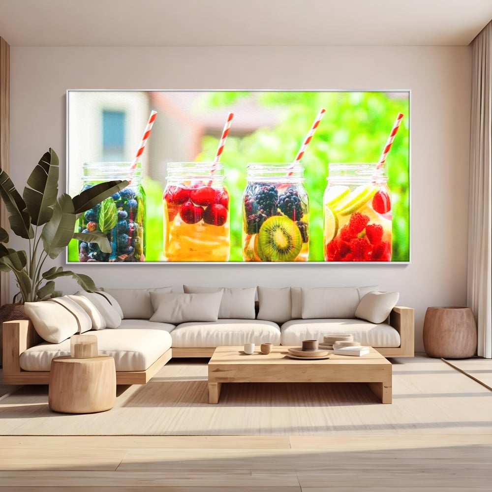 Leinwand Premium Canvas Wall Art, LuxCanva® N1013, Fruchtig Lustig, Fruchtig, Gläser, Getränk, Limonade, Frisch, Erfrischend, Erfrischend, Gesund, Frisch, Zitrus, Lecker, Pub, Lounge, Bar, Restaurant, Küche