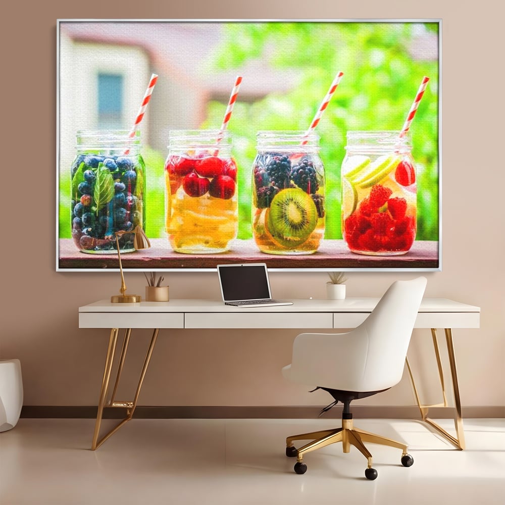 Leinwand Premium Canvas Wall Art, LuxCanva® N1013, Fruchtig Lustig, Fruchtig, Gläser, Getränk, Limonade, Frisch, Erfrischend, Erfrischend, Gesund, Frisch, Zitrus, Lecker, Pub, Lounge, Bar, Restaurant, Küche