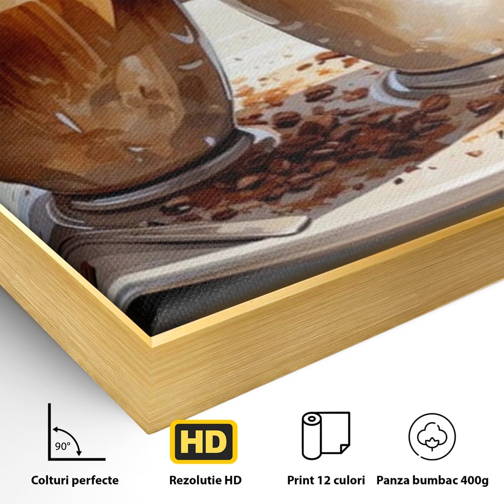 Tablou Canvas Premium, LuxCanva® N1017, Note Dulci-Amarui, Cafea, Cesti, Mocha, Lingurita, Frisca, Spuma, Cappuccino, Aroma, Barista, Cafenea, Pub, Lounge, Bar, Restaurant, Bucatarie