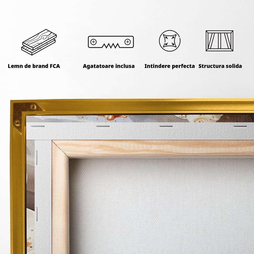 Tablou Canvas Premium, LuxCanva® N1017, Note Dulci-Amarui, Cafea, Cesti, Mocha, Lingurita, Frisca, Spuma, Cappuccino, Aroma, Barista, Cafenea, Pub, Lounge, Bar, Restaurant, Bucatarie