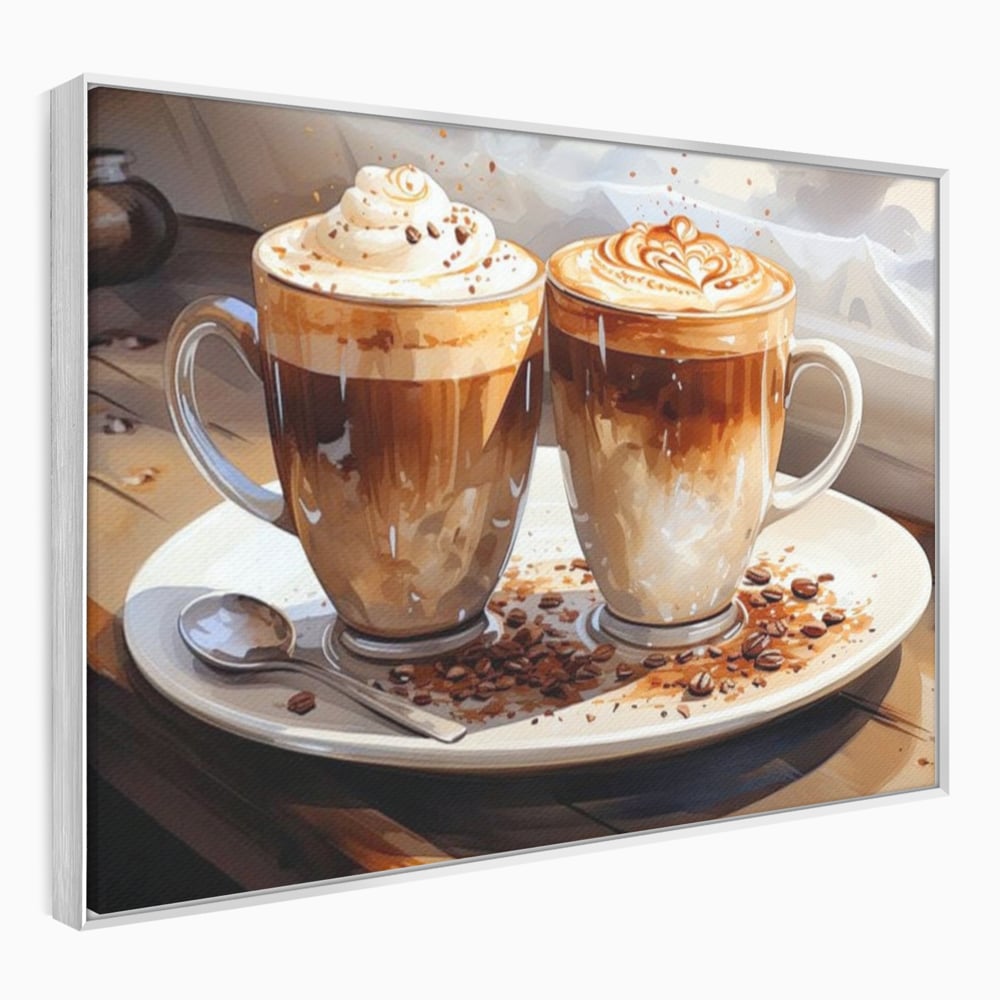 Tablou Canvas Premium, LuxCanva® N1017, Note Dulci-Amarui, Cafea, Cesti, Mocha, Lingurita, Frisca, Spuma, Cappuccino, Aroma, Barista, Cafenea, Pub, Lounge, Bar, Restaurant, Bucatarie