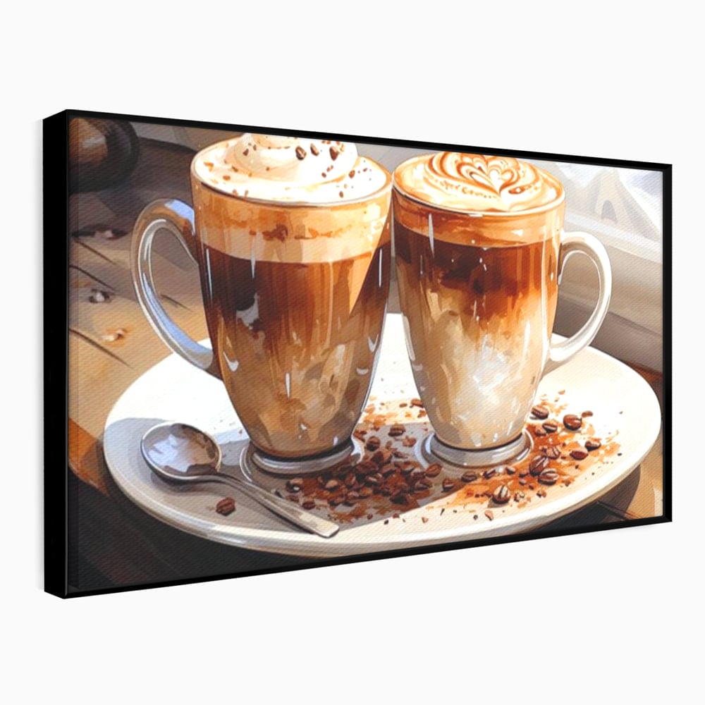 Tablou Canvas Premium, LuxCanva® N1017, Note Dulci-Amarui, Cafea, Cesti, Mocha, Lingurita, Frisca, Spuma, Cappuccino, Aroma, Barista, Cafenea, Pub, Lounge, Bar, Restaurant, Bucatarie