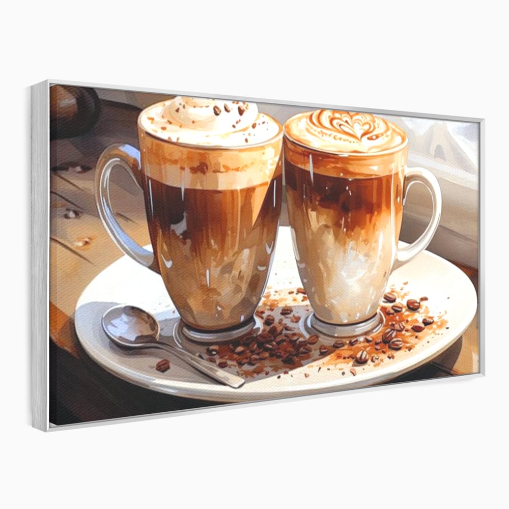 Tablou Canvas Premium, LuxCanva® N1017, Note Dulci-Amarui, Cafea, Cesti, Mocha, Lingurita, Frisca, Spuma, Cappuccino, Aroma, Barista, Cafenea, Pub, Lounge, Bar, Restaurant, Bucatarie
