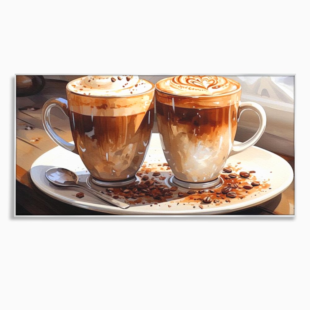 Tablou Canvas Premium, LuxCanva® N1017, Note Dulci-Amarui, Cafea, Cesti, Mocha, Lingurita, Frisca, Spuma, Cappuccino, Aroma, Barista, Cafenea, Pub, Lounge, Bar, Restaurant, Bucatarie