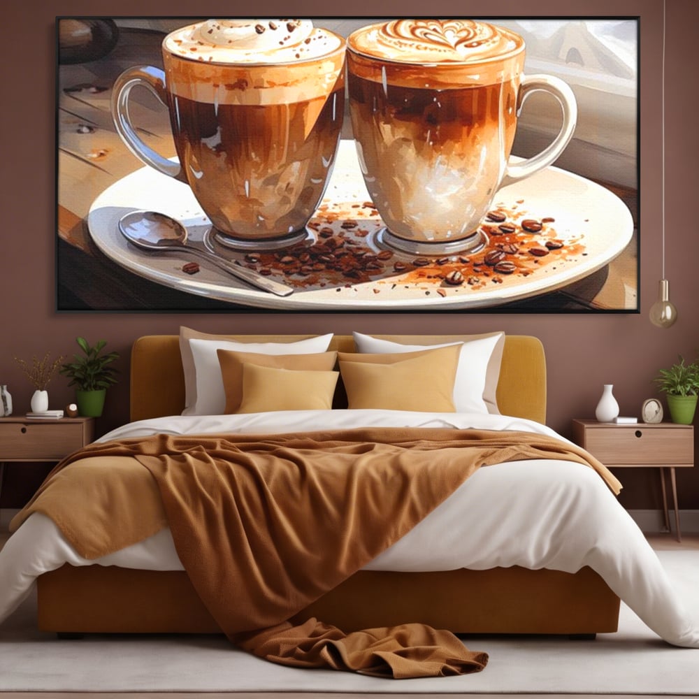 Tablou Canvas Premium, LuxCanva® N1017, Note Dulci-Amarui, Cafea, Cesti, Mocha, Lingurita, Frisca, Spuma, Cappuccino, Aroma, Barista, Cafenea, Pub, Lounge, Bar, Restaurant, Bucatarie