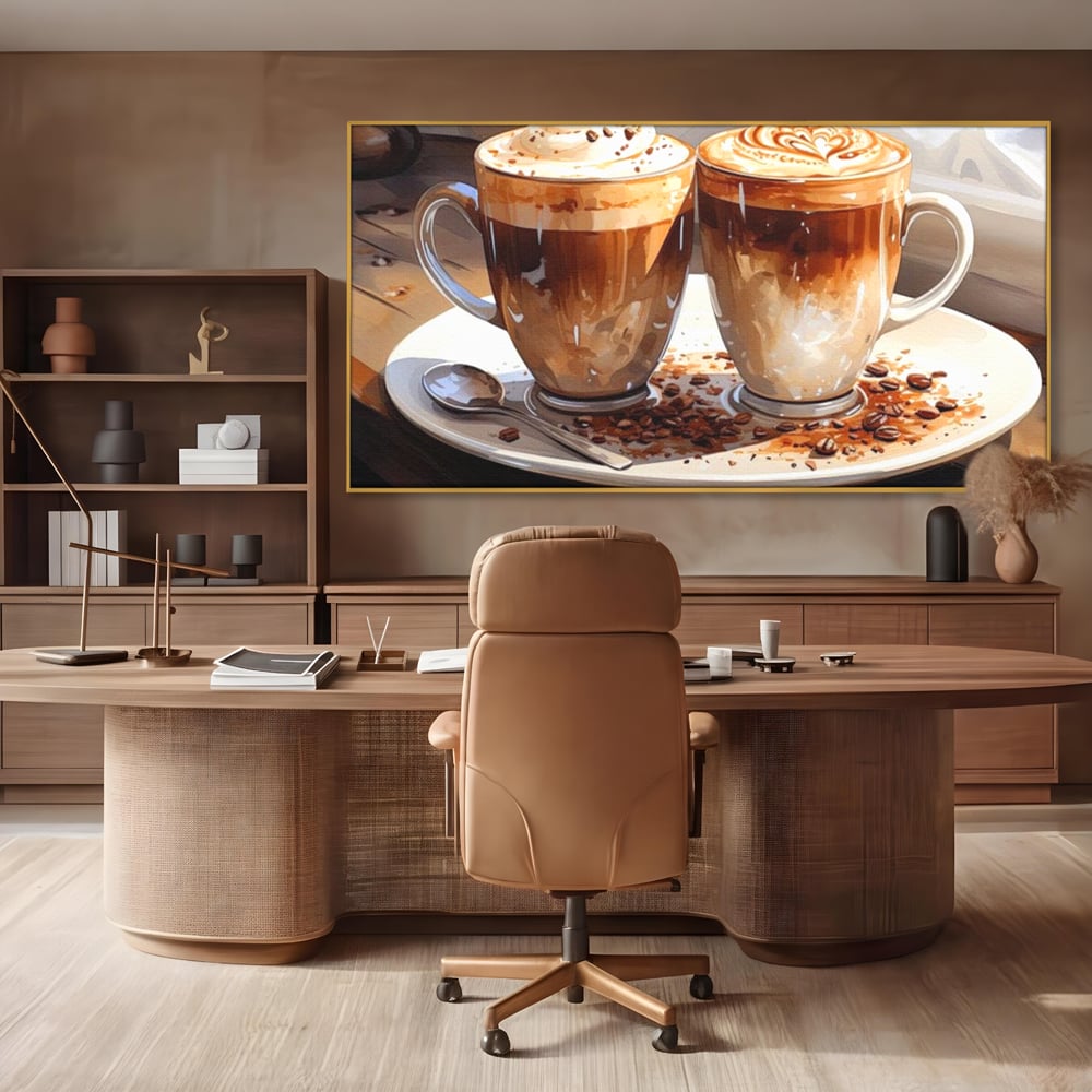 Tablou Canvas Premium, LuxCanva® N1017, Note Dulci-Amarui, Cafea, Cesti, Mocha, Lingurita, Frisca, Spuma, Cappuccino, Aroma, Barista, Cafenea, Pub, Lounge, Bar, Restaurant, Bucatarie