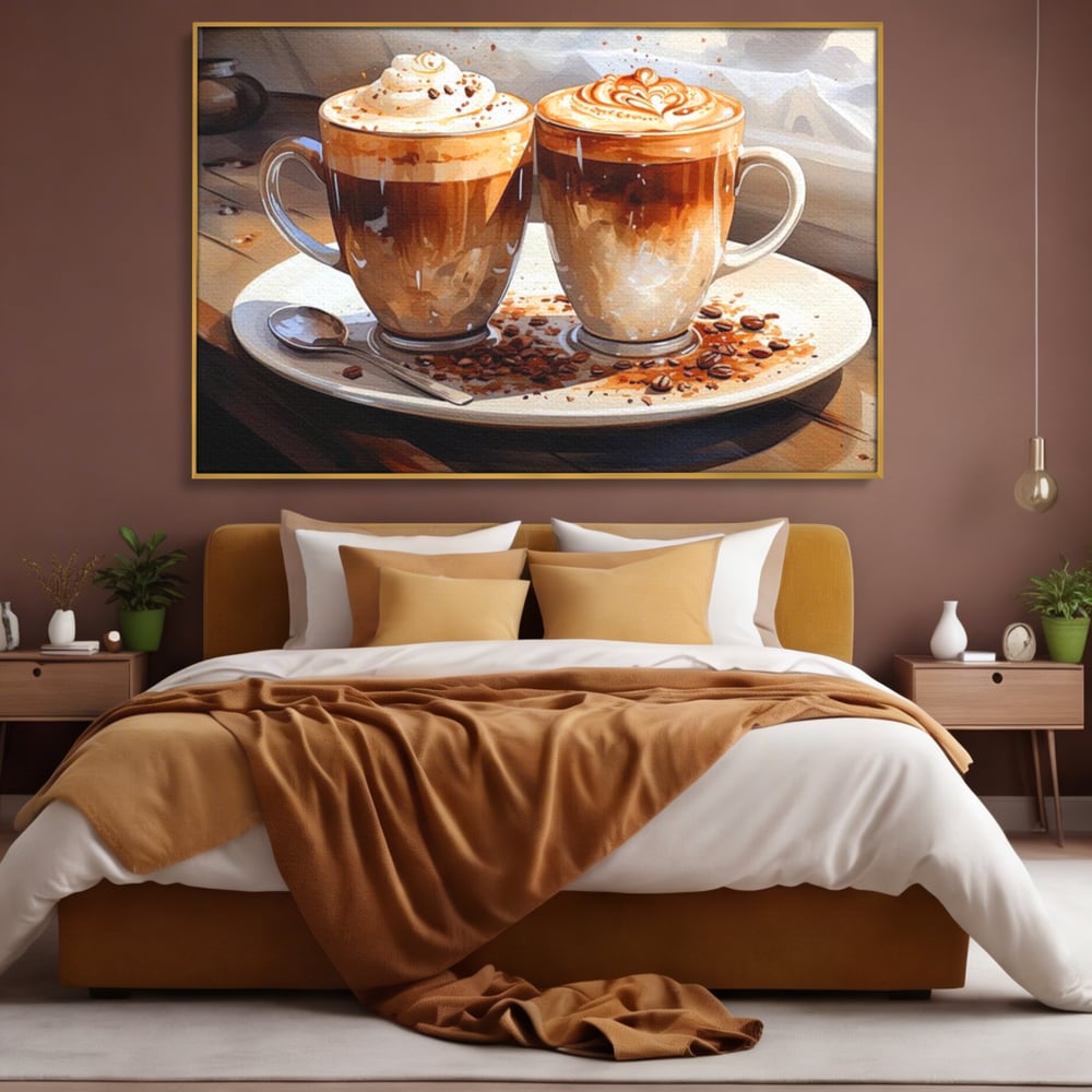 Tablou Canvas Premium, LuxCanva® N1017, Note Dulci-Amarui, Cafea, Cesti, Mocha, Lingurita, Frisca, Spuma, Cappuccino, Aroma, Barista, Cafenea, Pub, Lounge, Bar, Restaurant, Bucatarie