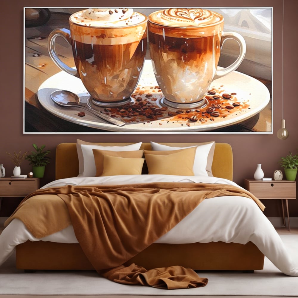 Tablou Canvas Premium, LuxCanva® N1017, Note Dulci-Amarui, Cafea, Cesti, Mocha, Lingurita, Frisca, Spuma, Cappuccino, Aroma, Barista, Cafenea, Pub, Lounge, Bar, Restaurant, Bucatarie