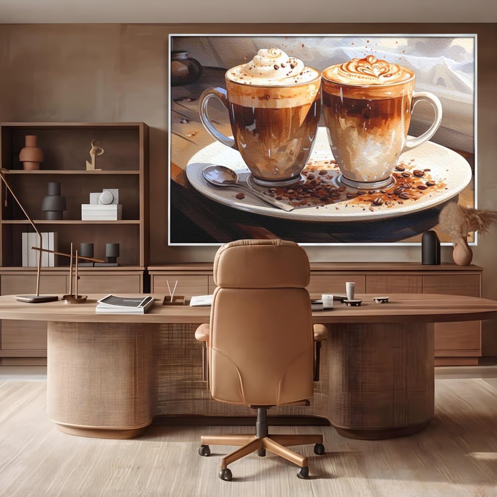 Tablou Canvas Premium, LuxCanva® N1017, Note Dulci-Amarui, Cafea, Cesti, Mocha, Lingurita, Frisca, Spuma, Cappuccino, Aroma, Barista, Cafenea, Pub, Lounge, Bar, Restaurant, Bucatarie
