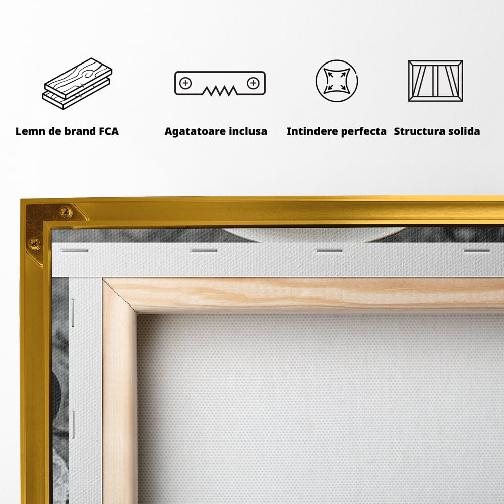 Tablou Canvas Premium, LuxCanva® N1020, Harta de Aur, Cafea, Espresso, Harta Lumii, Auriu, Negru, Aroma, Continente, Elegant, Lux, Pub, Lounge, Bar, Restaurant, Bucatarie