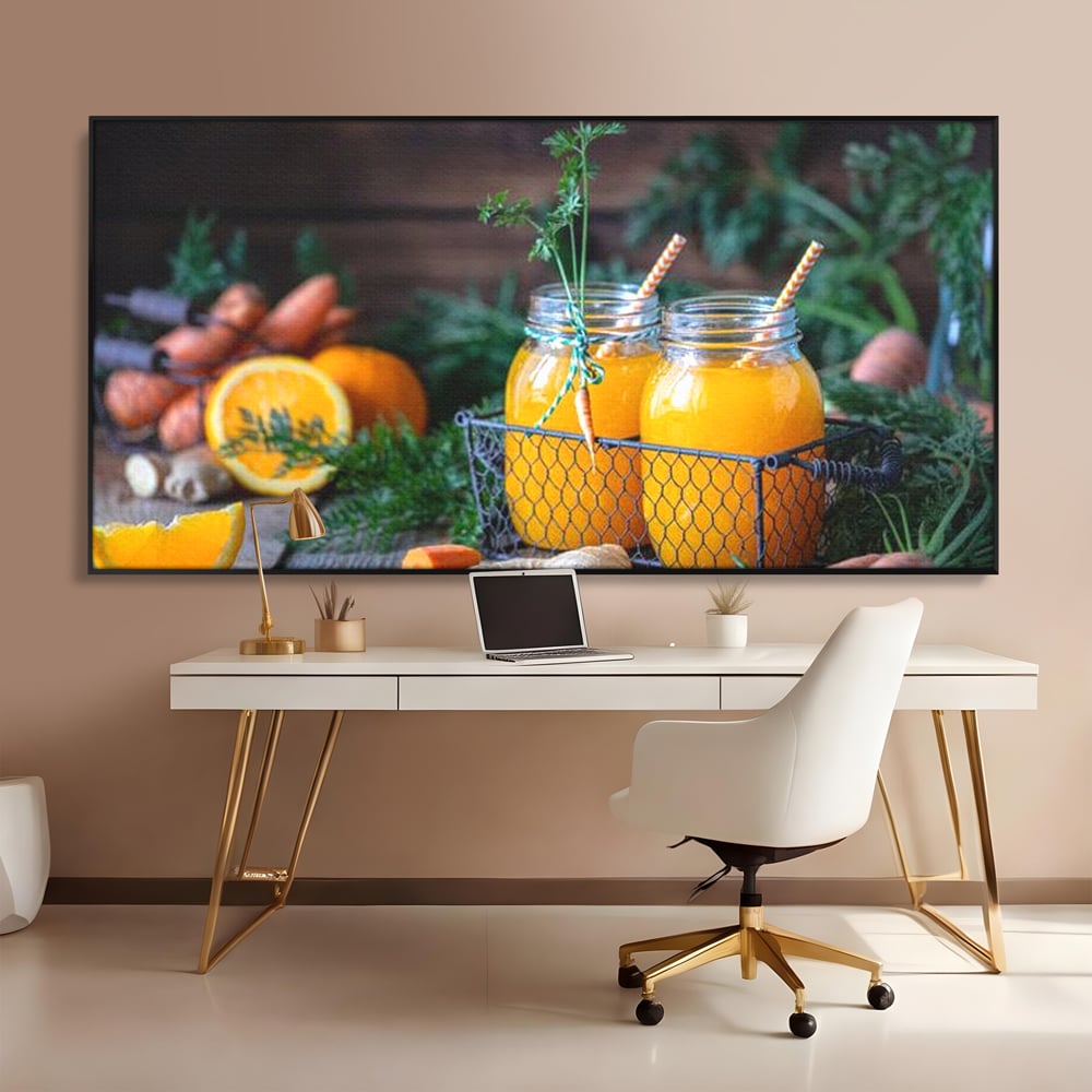Tablou Canvas Premium, LuxCanva® N1021, Mix Perfect de Vitamine, Suc, Fructe, Legume, Portocale, Morcov, Fresh, Energie, Sanatate, Organic, Racoritor, Pub, Lounge, Bar, Restaurant, Bucatarie