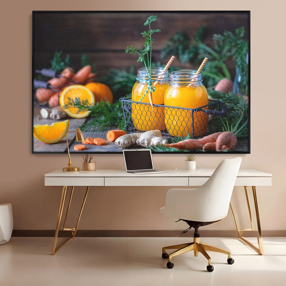 Tablou Canvas Premium, LuxCanva® N1021, Mix Perfect de Vitamine, Suc, Fructe, Legume, Portocale, Morcov, Fresh, Energie, Sanatate, Organic, Racoritor, Pub, Lounge, Bar, Restaurant, Bucatarie