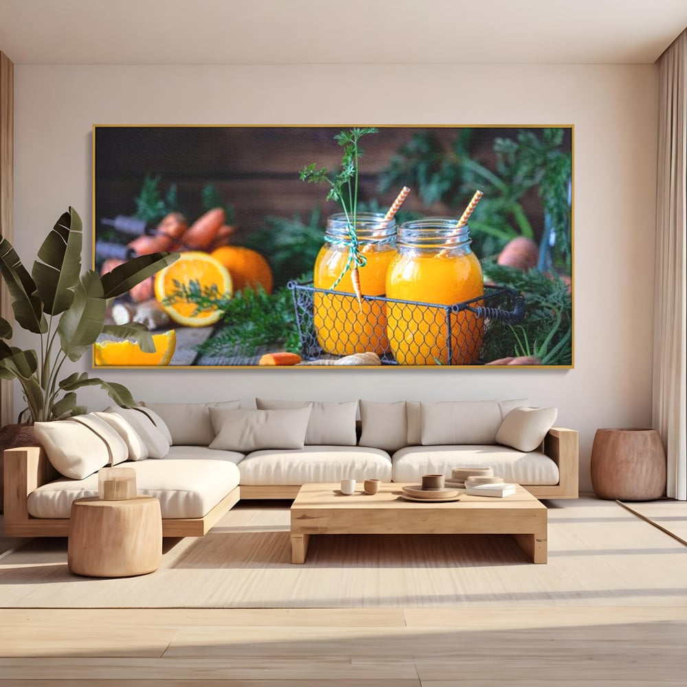 Tablou Canvas Premium, LuxCanva® N1021, Mix Perfect de Vitamine, Suc, Fructe, Legume, Portocale, Morcov, Fresh, Energie, Sanatate, Organic, Racoritor, Pub, Lounge, Bar, Restaurant, Bucatarie