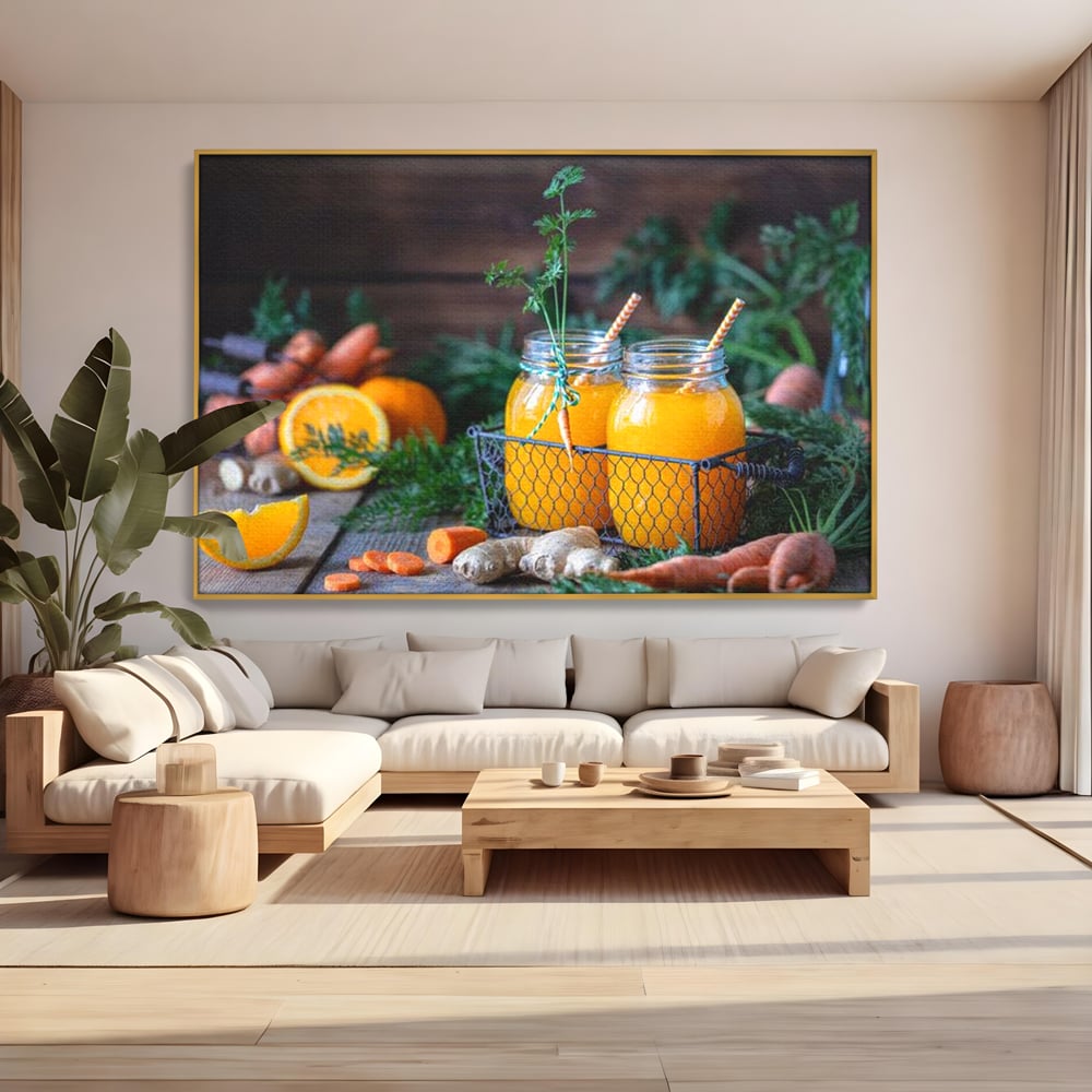 Tablou Canvas Premium, LuxCanva® N1021, Mix Perfect de Vitamine, Suc, Fructe, Legume, Portocale, Morcov, Fresh, Energie, Sanatate, Organic, Racoritor, Pub, Lounge, Bar, Restaurant, Bucatarie