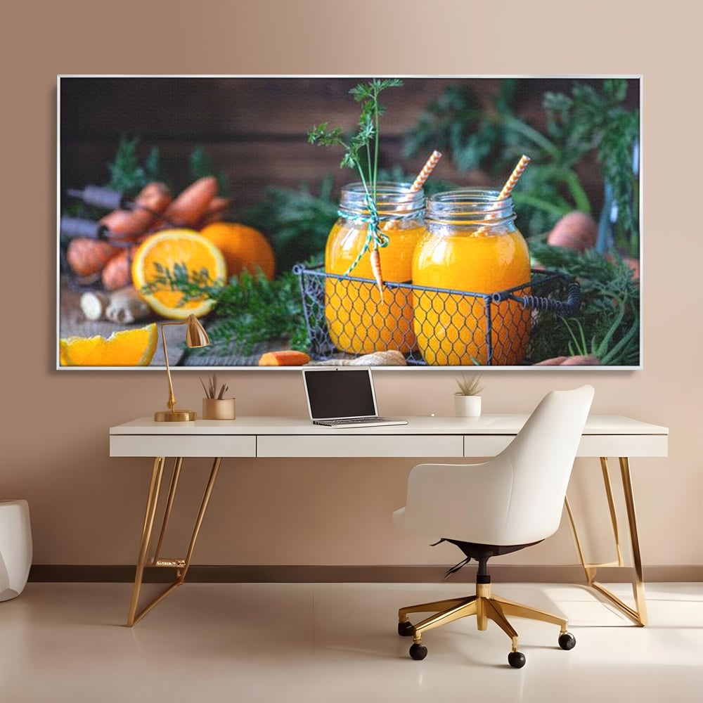 Tablou Canvas Premium, LuxCanva® N1021, Mix Perfect de Vitamine, Suc, Fructe, Legume, Portocale, Morcov, Fresh, Energie, Sanatate, Organic, Racoritor, Pub, Lounge, Bar, Restaurant, Bucatarie