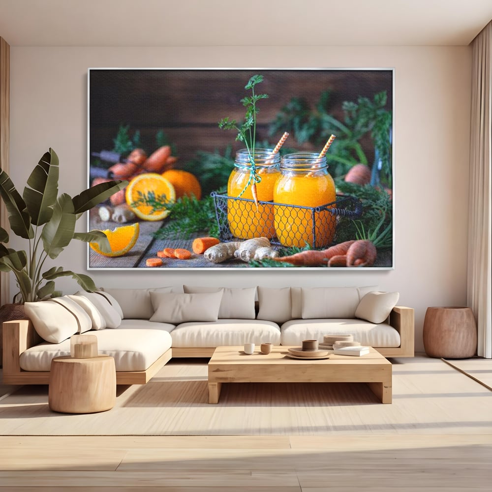 Tablou Canvas Premium, LuxCanva® N1021, Mix Perfect de Vitamine, Suc, Fructe, Legume, Portocale, Morcov, Fresh, Energie, Sanatate, Organic, Racoritor, Pub, Lounge, Bar, Restaurant, Bucatarie